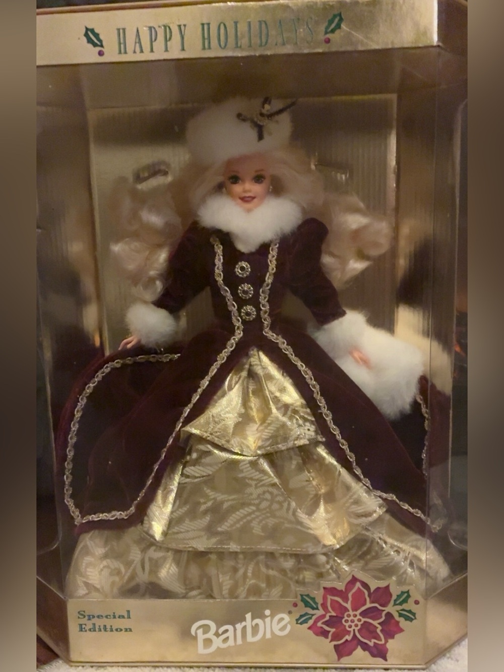 RARE Purple Eyes 1996 Happy Holidays Barbie Doll Variant NIB Misprint Vintage